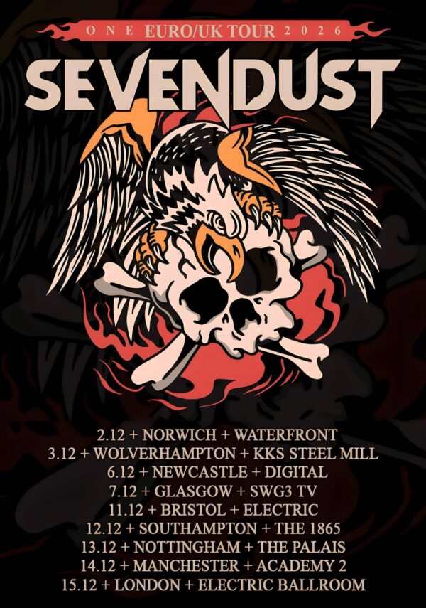 SEVENDUST One 2026 UK Tour Poster