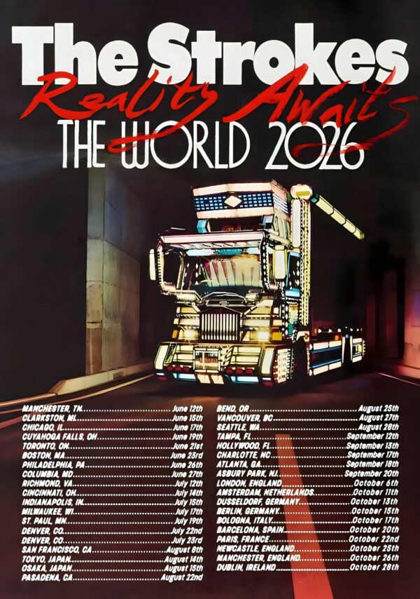 THE STROKES Reality Awaits 2026 World Tour Poster