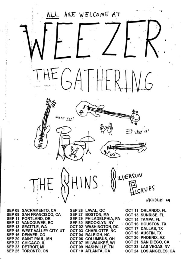 WEEZER The Gathering 2026 North America Tour Poster