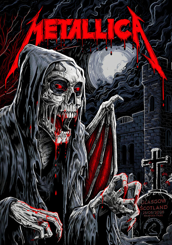 METALLICA M72 2026 Tour GLASGOW Hampden Park - June 25 2026 Poster Print