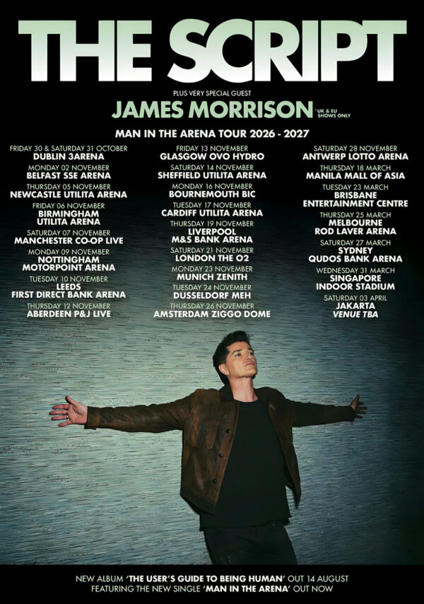 THE SCRIPT Man In The Arena 2026-2026 UK Europe World Tour Poster Print