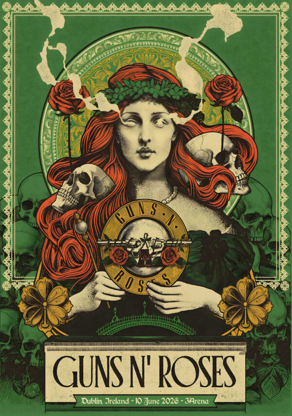GUNS N ROSES World Tour 2026 Live DUBLIN 3Arena Poster Print