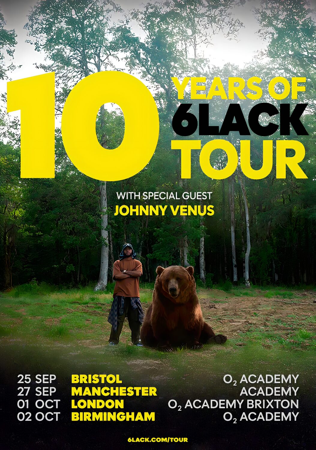 6LACK 10 Years of 6LACK 2026 UK Arena Poster
