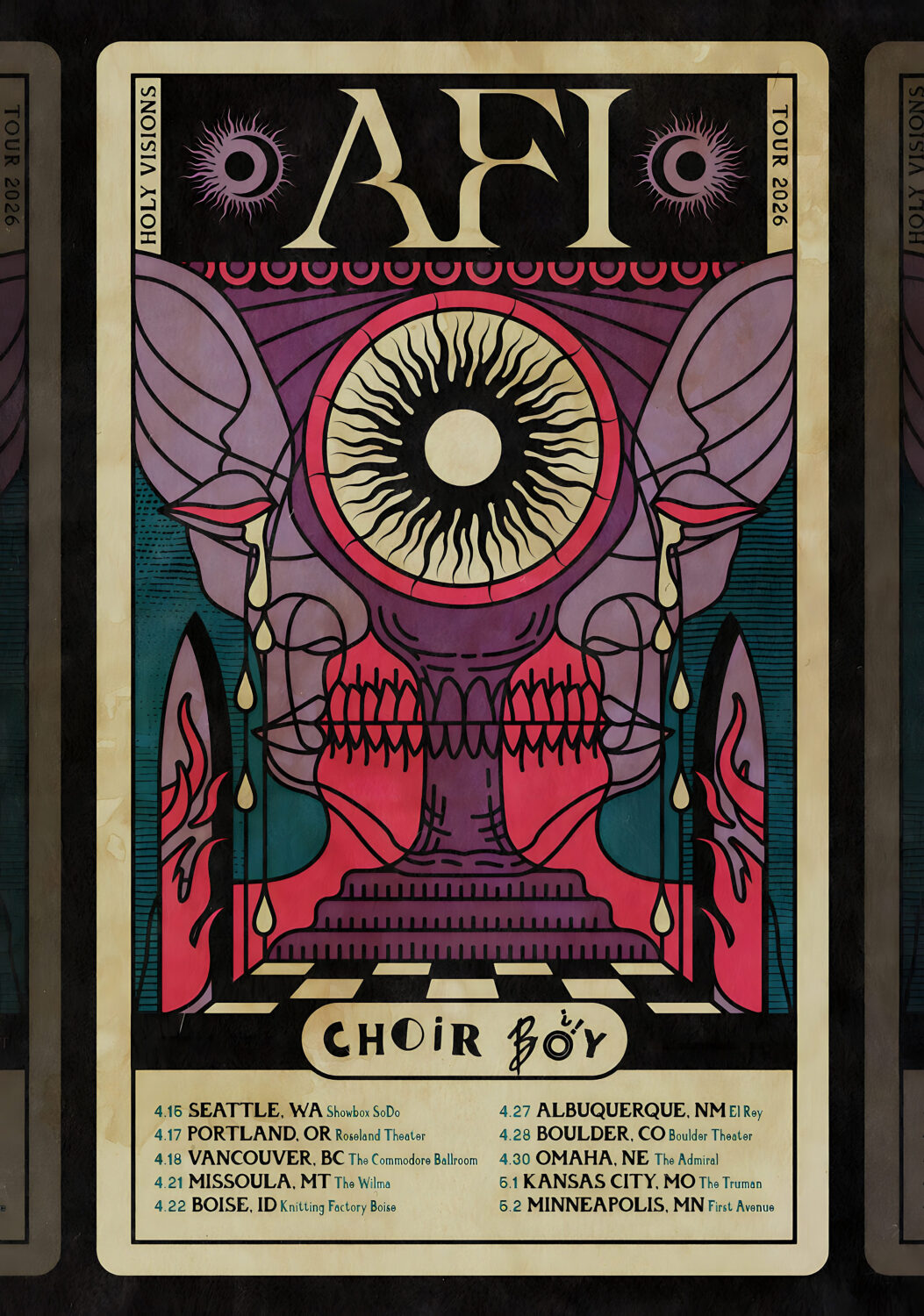AFI Silver Bleeds The Black Sun 2026 Tour Poster