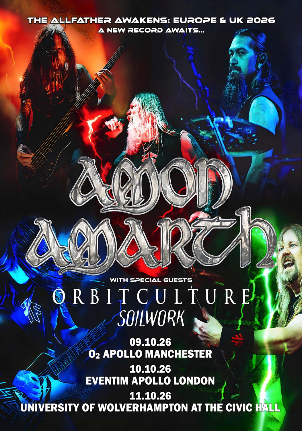 AMON AMARTH Upphaf 2026 UK Tour LONDON - MANCHESTER Poster
