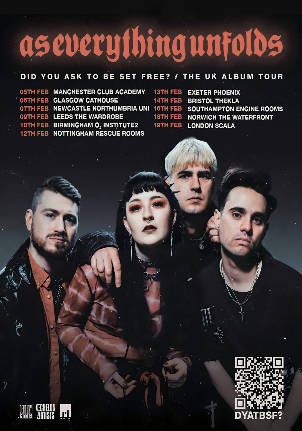 AS EVERYTHING UNFOLDS Did You Ask To Be Free 2026 UK Tour Poster