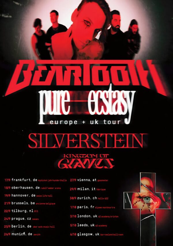 BEARTOOTH Pure Ecstasy 2026 UK & Europe Tour Poster