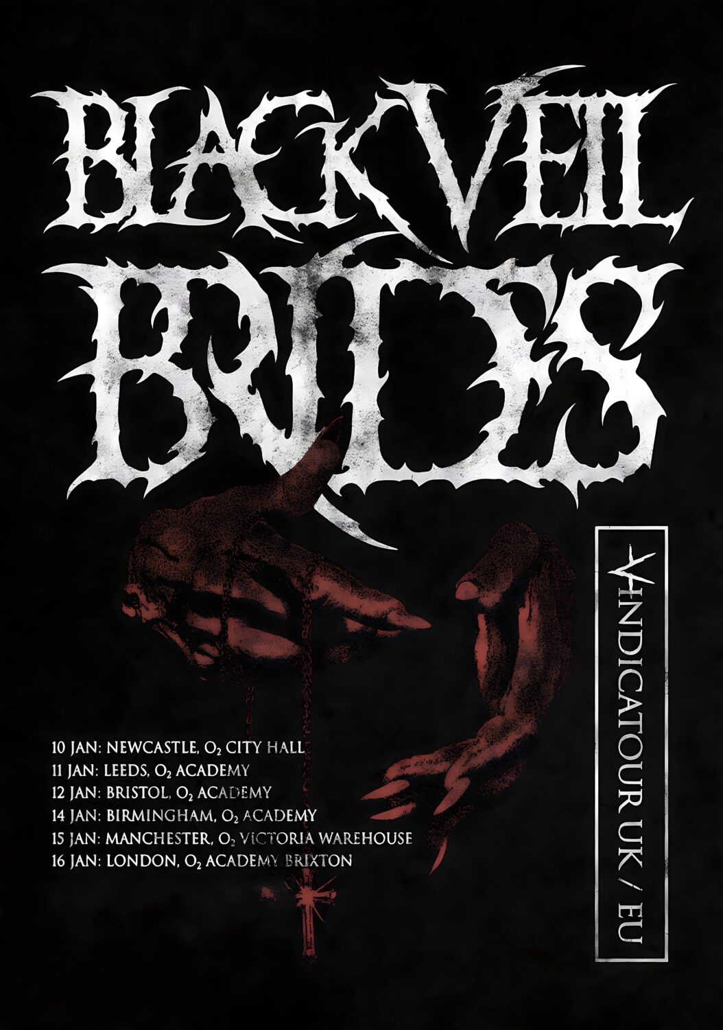 BLACK VEIL BRIDES Vindicate 2027 UK Tour Poster