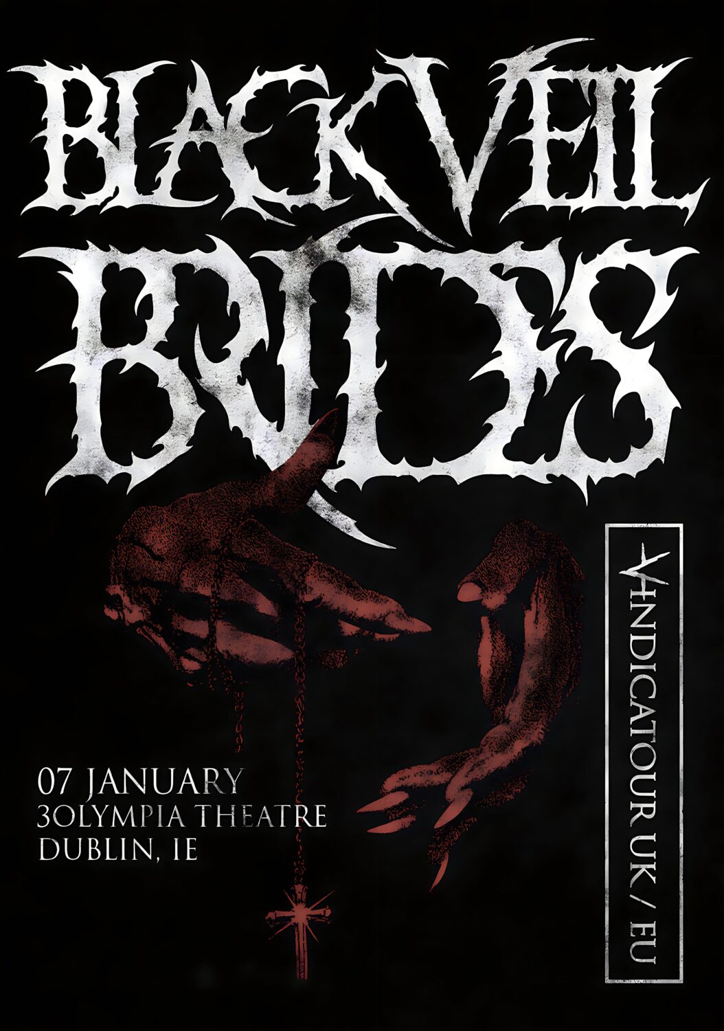BLACK VEIL BRIDES Vindicate 2027 Ireland Tour DUBLIN Poster