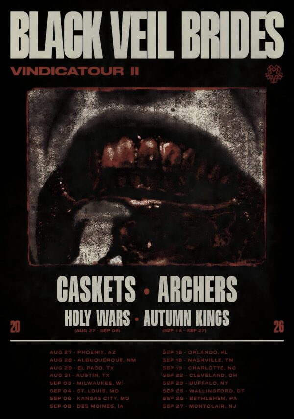 BLACK VEIL BRIDES Vindicate 2026 North America Tour Poster
