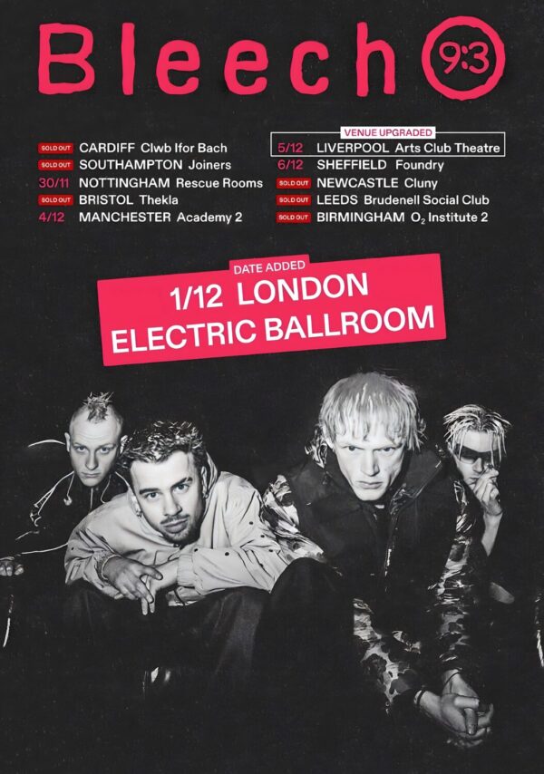 BLEECH 9:3 Underrated 2026 UK Tour Poster