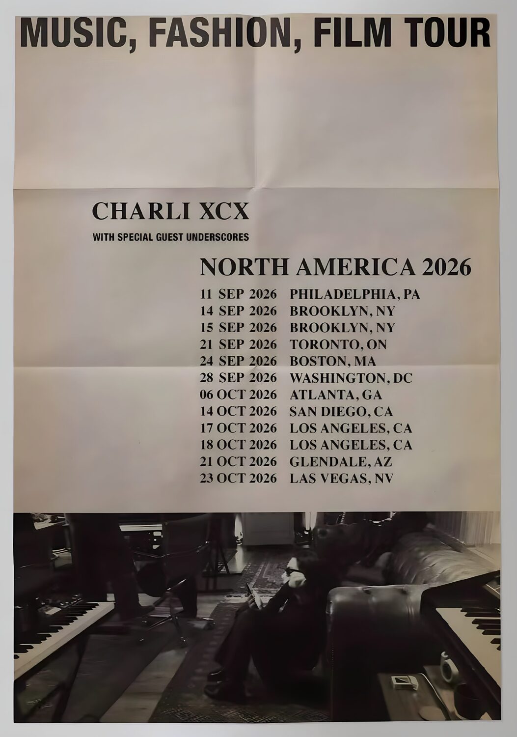 CHARLI XCX Music Fashion Film 2026 North America Tour Poster