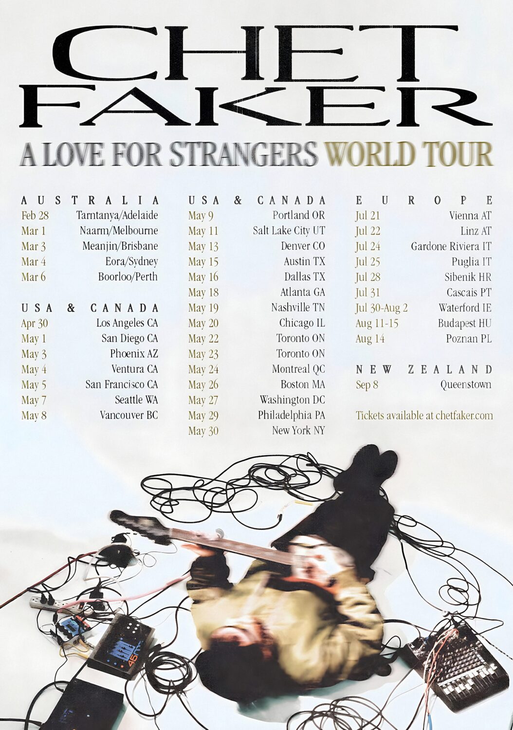 CHET FAKER A Love For Strangers 2026 World Tour Poster