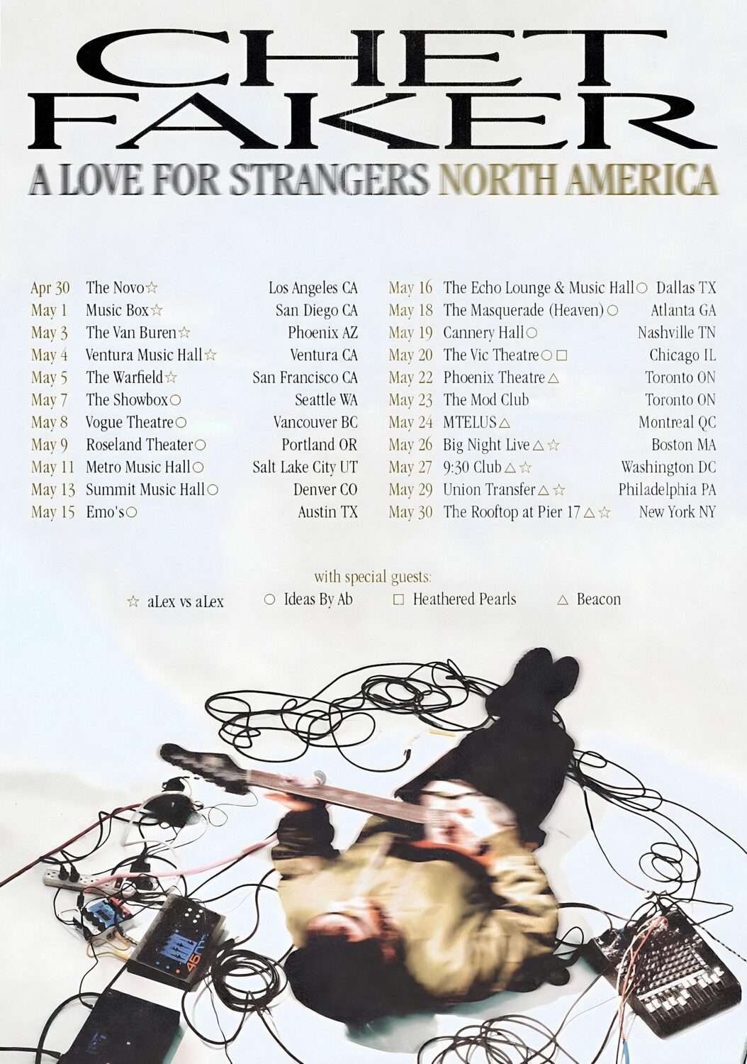 CHET FAKER A Love For Strangers 2026 North America Tour Poster
