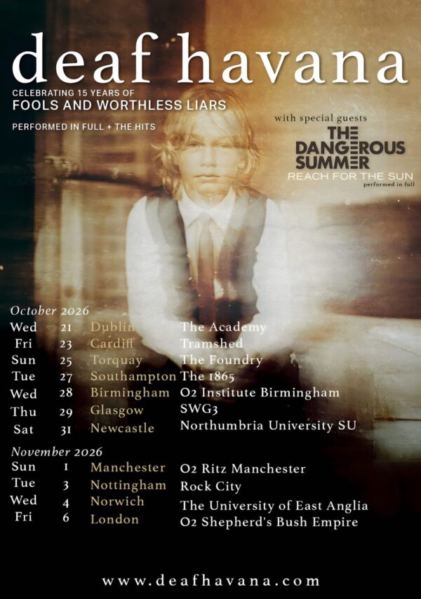 DEAF HAVANA Fools & Worthless Liars 2026 UK Tour Poster