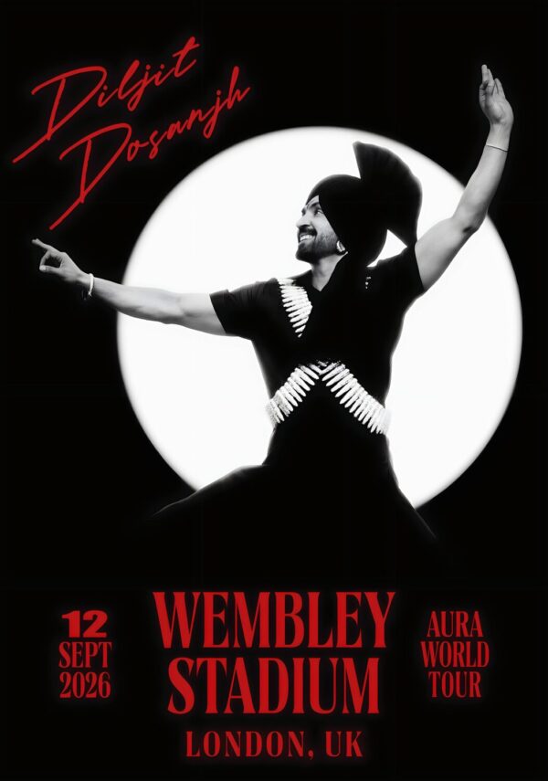 DILJIT DOSANJH Aura 2026 Tour LONDON Wembley Stadium Poster