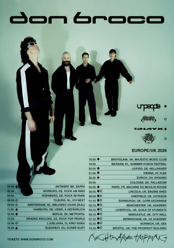 DON BROCO Nightmare Tripping 2026 UK & Europe Tour Poster
