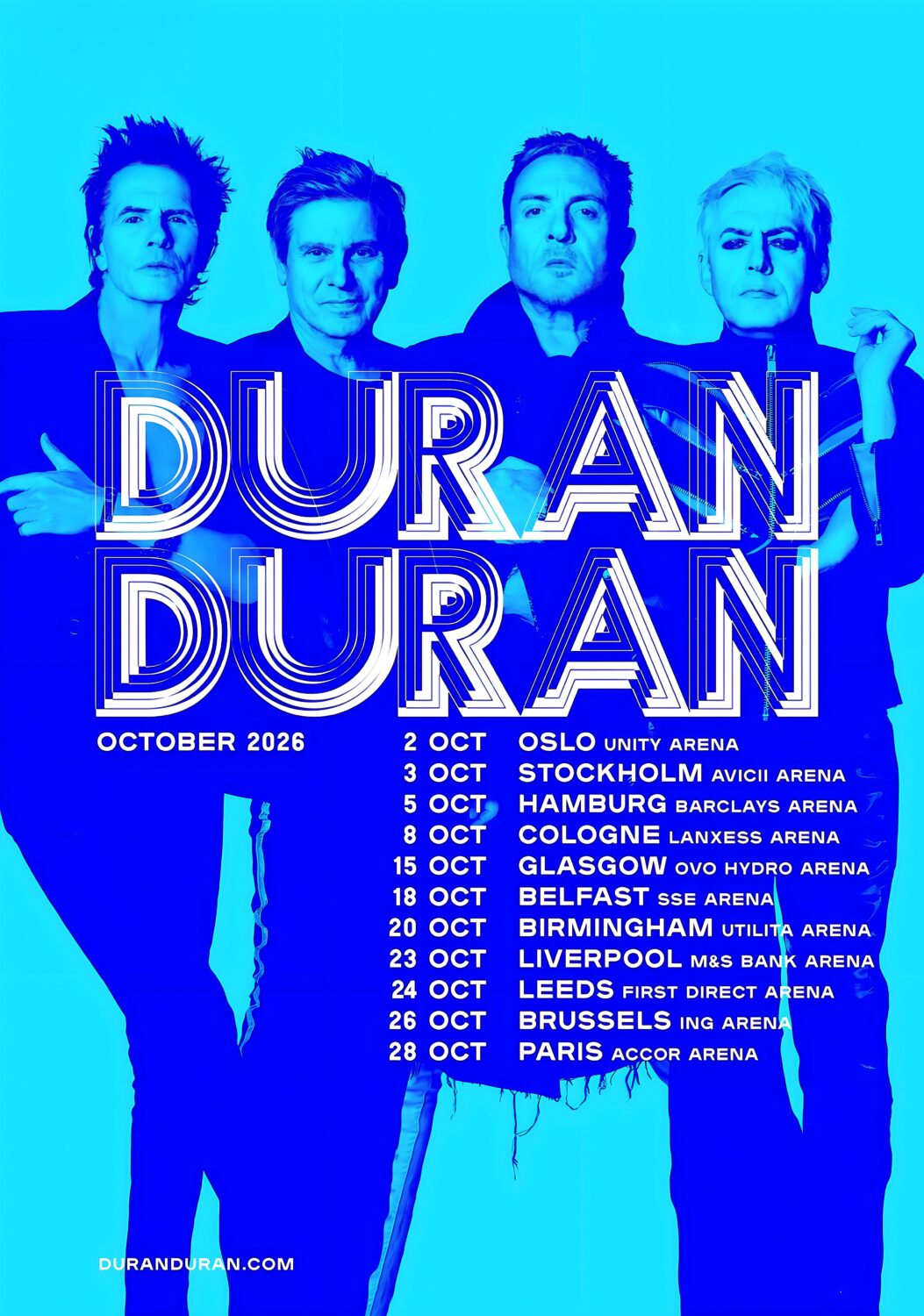 DURAN DURAN Free To Love 2026 UK & Europe Tour Poster