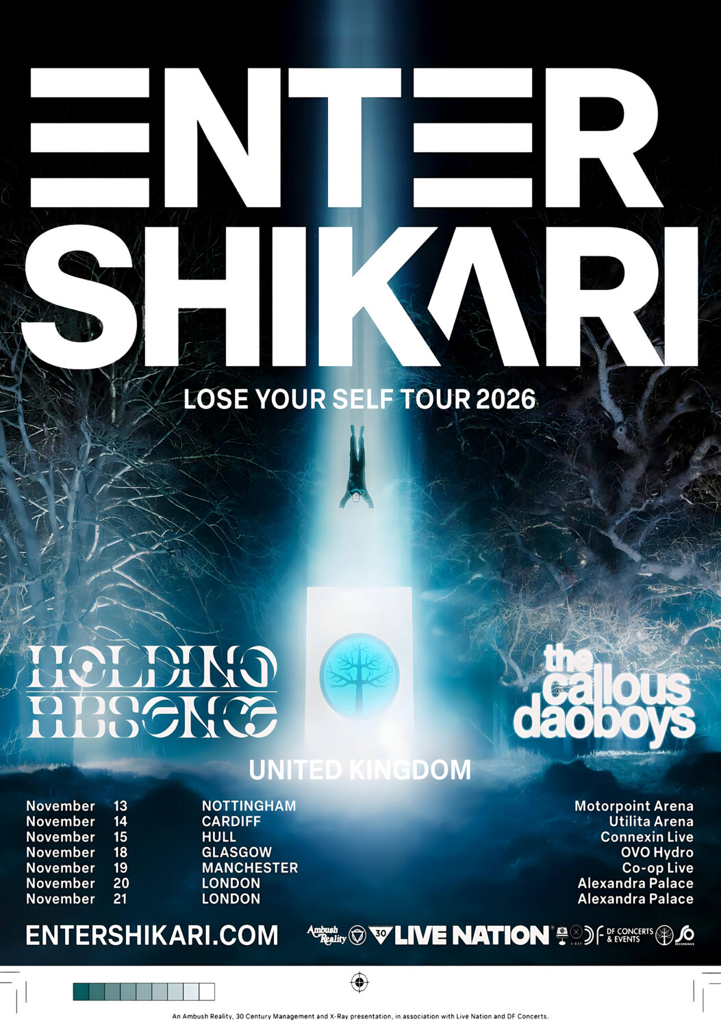 ENTER SHIKARI Lose Your Self 2026 UK Arena Tour Poster