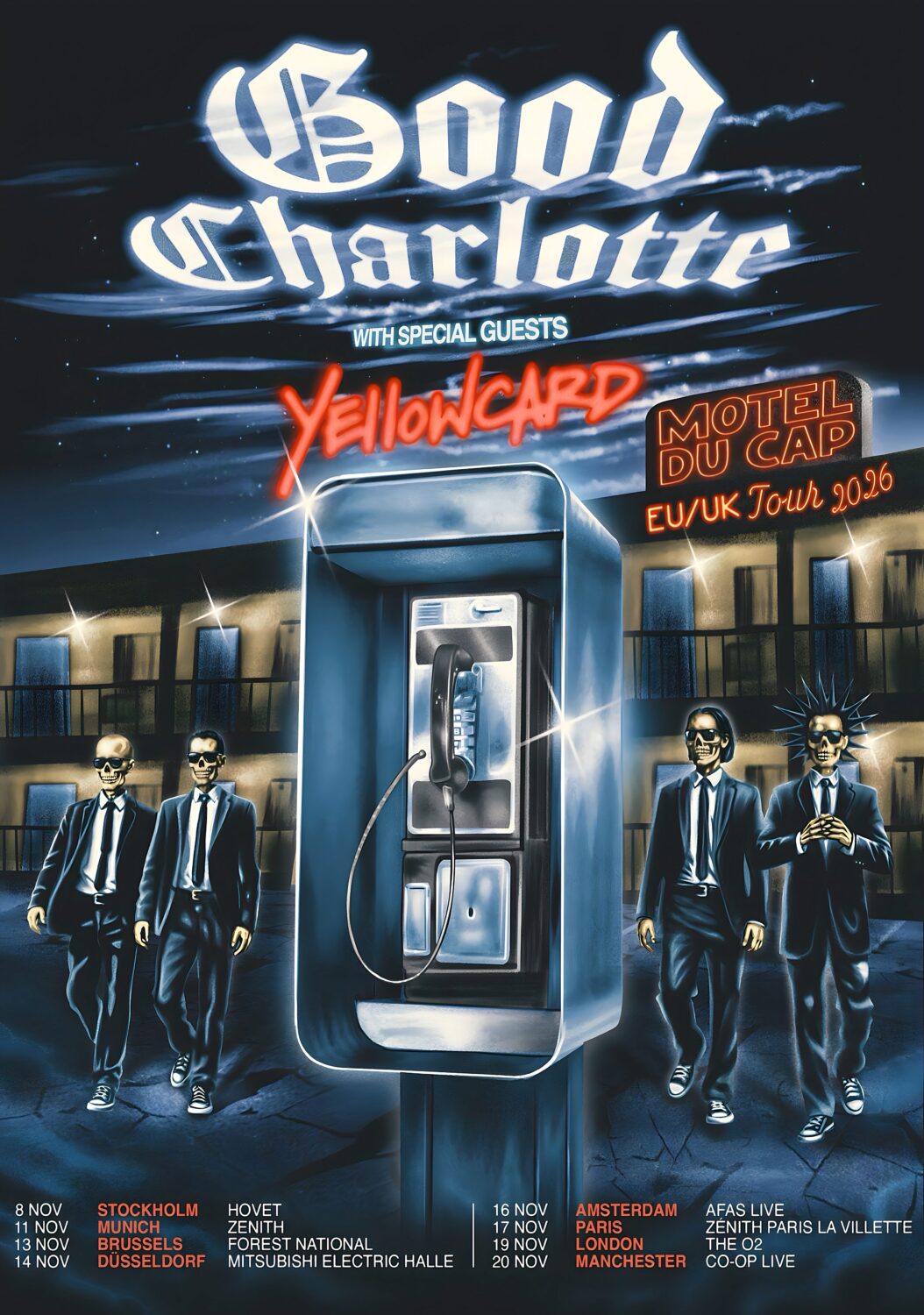 GOOD CHARLOTTE Motel Du Cap 2026 UK & Europe Tour Poster
