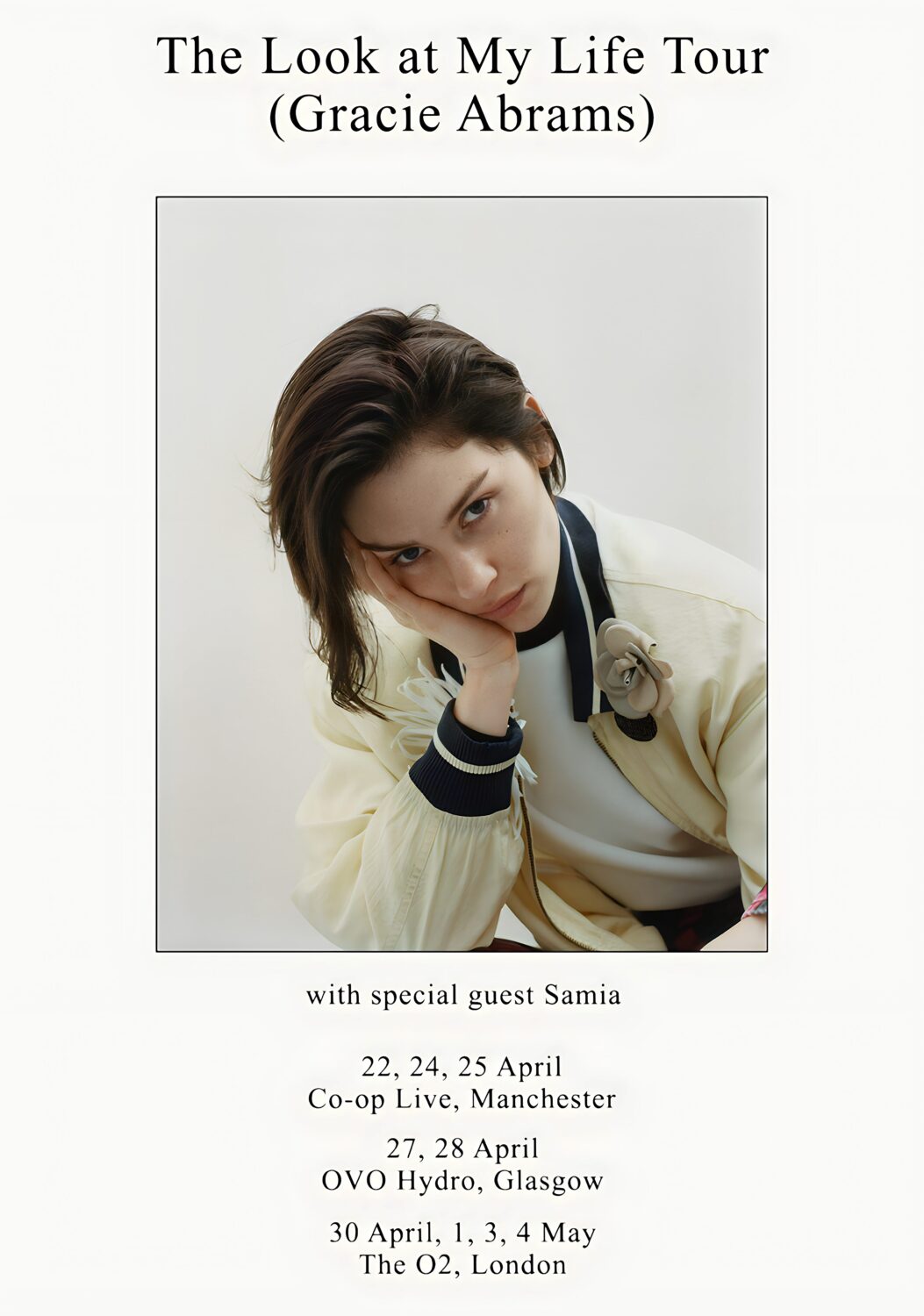 GRACIE ABRAMS The Look At My Life 2027 UK Arena Tour Poster