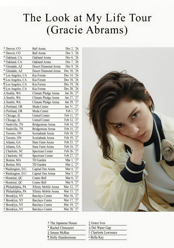 GRACIE ABRAMS The Look At My Life 2027 North America Tour Poster