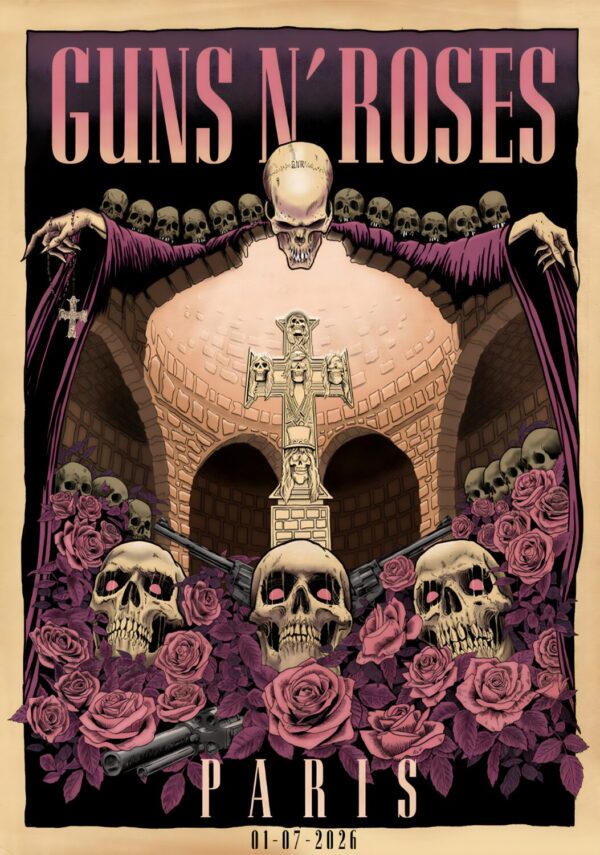 GUNS N ROSES World Tour 2026 Live PARIS Accor Arena - 1 July 2026 Poster Print
