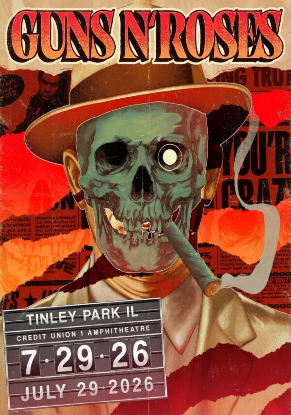 GUNS N ROSES World Tour 2026 Live TINLEY PARK Credit Union 1 Amphitheatre - 29 July 2026 Poster Print