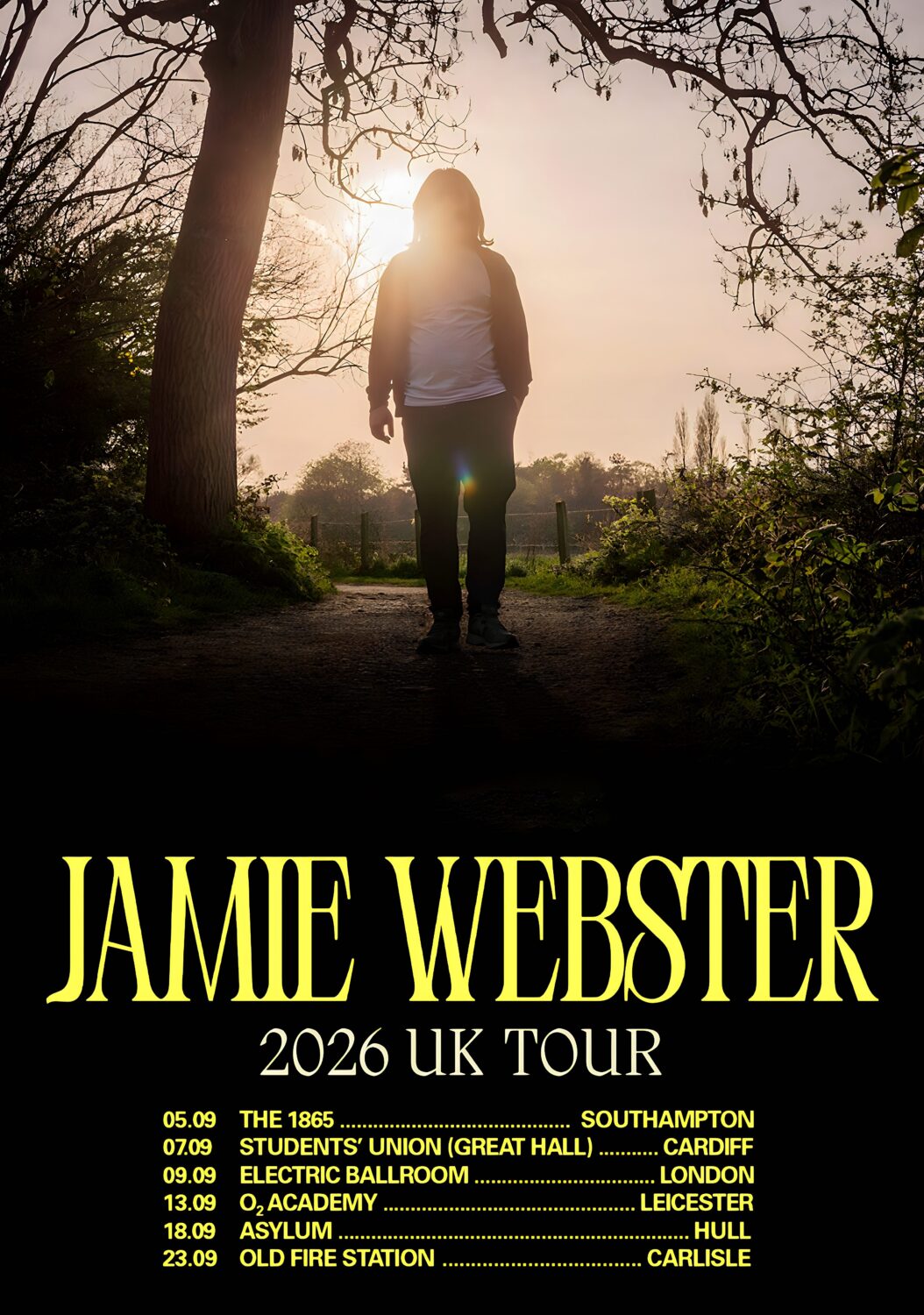 JAMIE WEBSTER Running Round The Sun 2026 UK Tour Poster