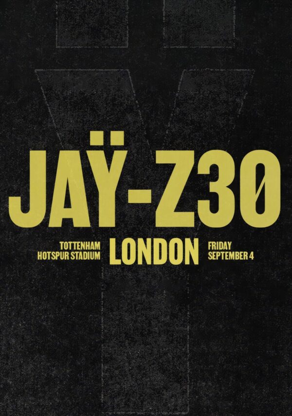 JAY Z 30th Anniversary 2026 Tour LONDON Tottenham Hotspur Stadium Poster