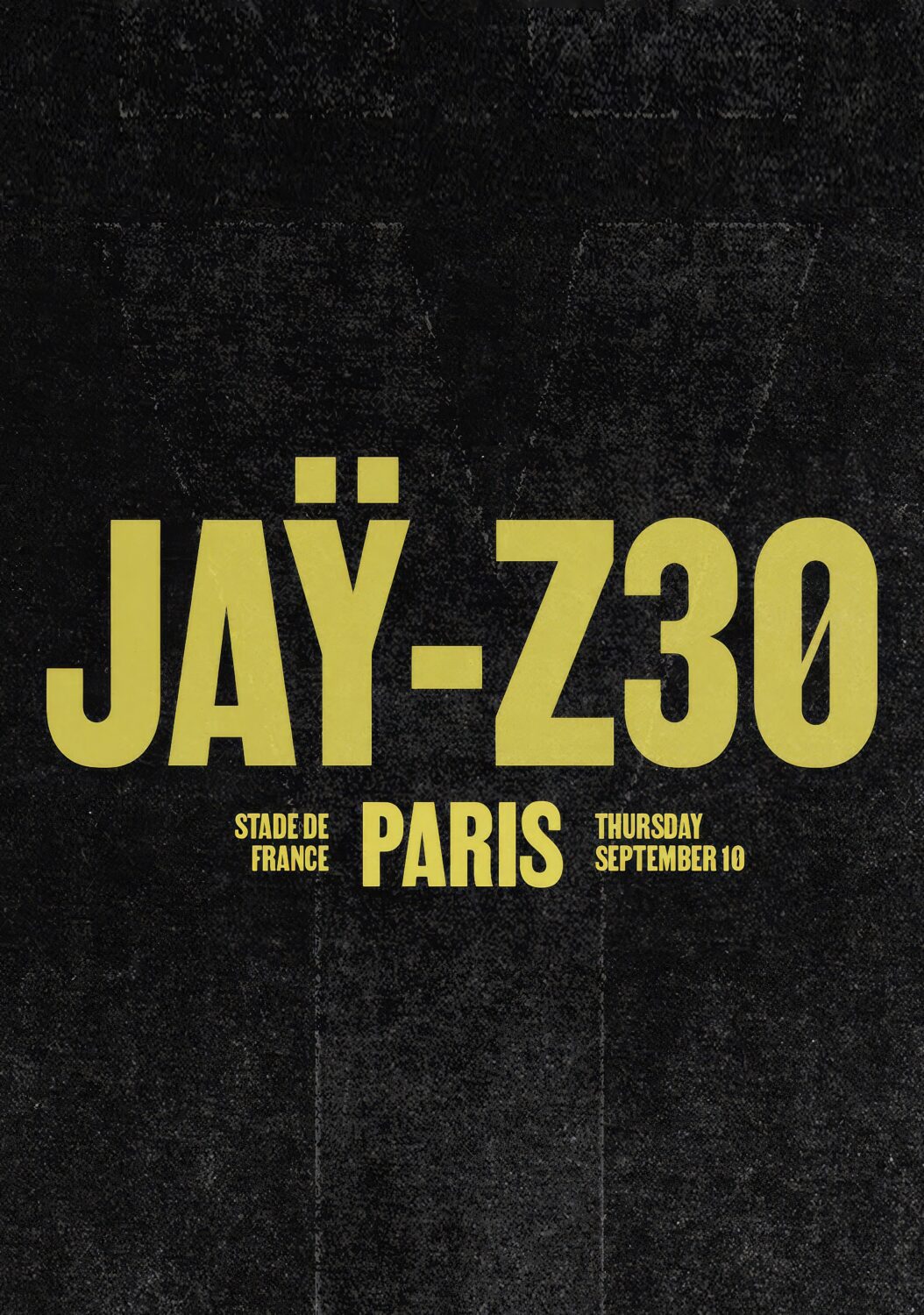 JAY Z 30th Anniversary 2026 Tour PARIS Stade De France Poster