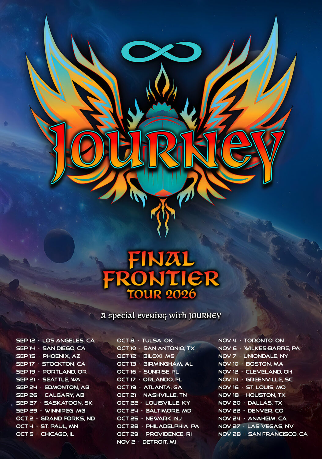 JOURNEY (band) Final Frontier 2026 Tour Poster