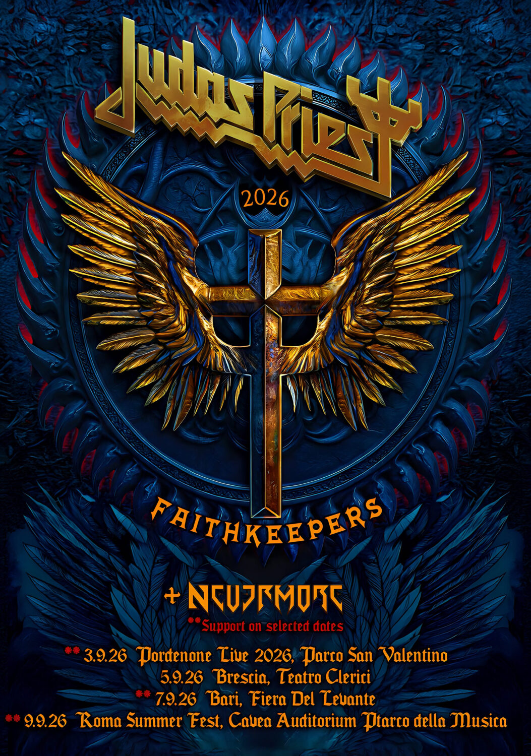 JUDAS PRIEST Faithkeepers 2026 Italy Tour Poster