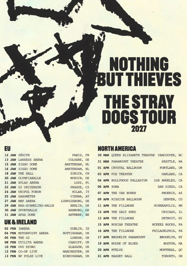 NOTHING BUT THIEVES The Stray Dogs 2027 World Tour Poster