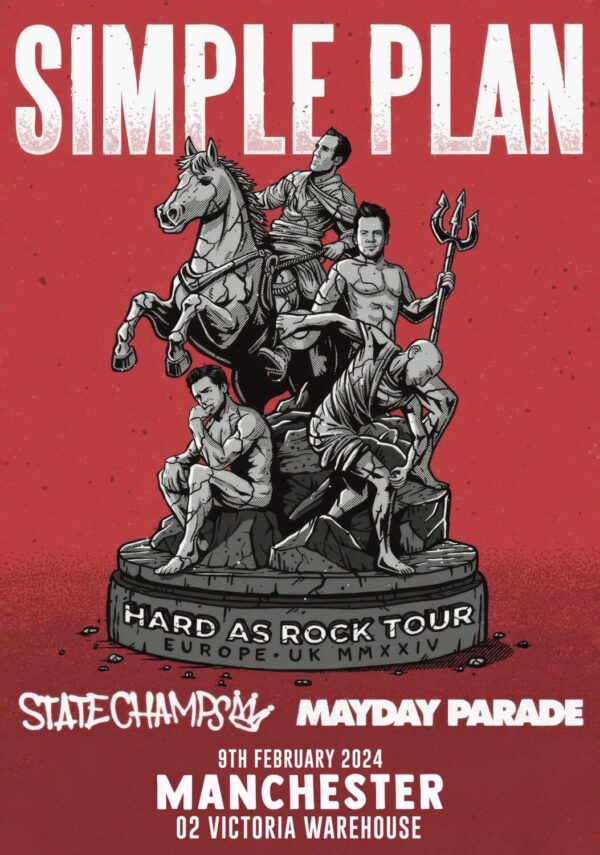 SIMPLE PLAN Hard As Rock 2024 Tour MANCHESTER Victoria Warehouse Poster Print