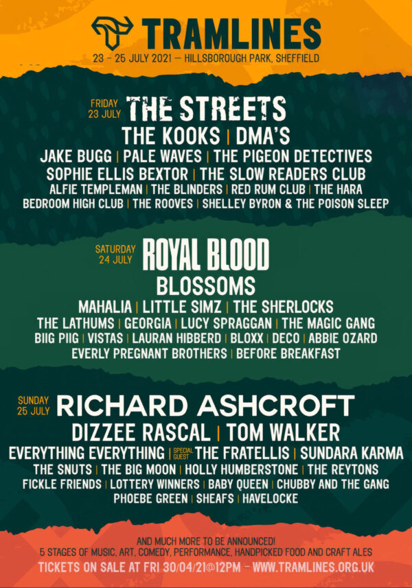 TRAMLINES Festival 2021 The Streets - Royal Blood - Richard Ashcroft Line-up Poster Print
