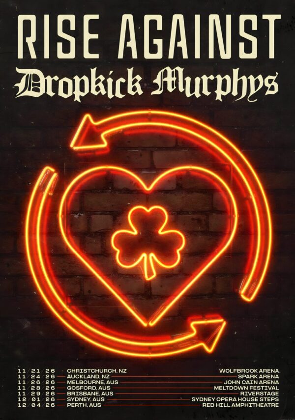 RISE AGAINST Dropkick Murphys 2026 New Zealand Australia Tour Poster