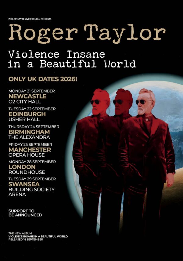ROGER TAYLOR Violence in a Beautiful World 2026 UK Tour Poster