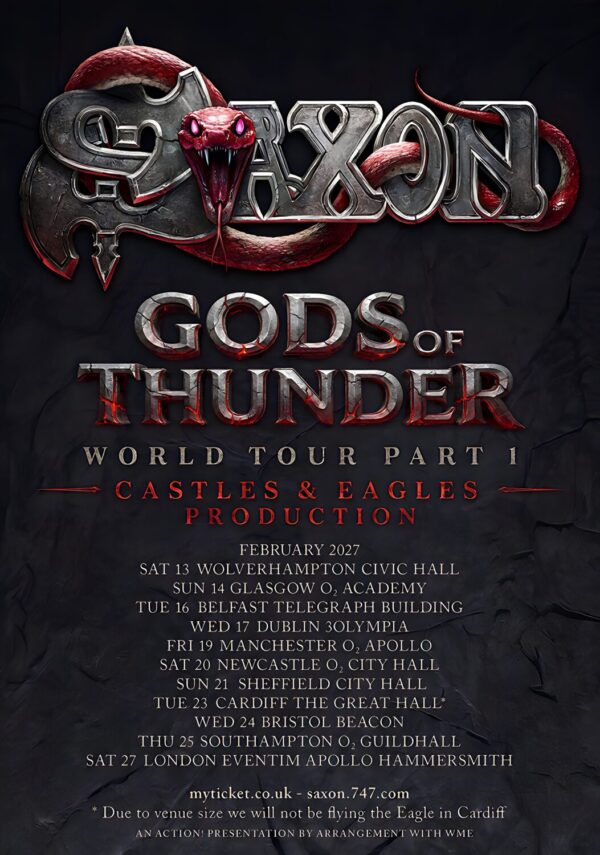 SAXON Gods of Thunder 2027 UK Tour Poster