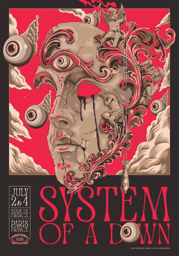 SYSTEM OF A DOWN Live 2026 Tour PARIS Stade de France - 2 & 4 July 2026 Poster Print