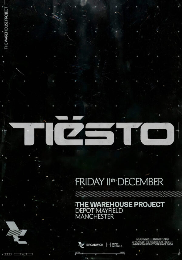 TIESTO Live 2026 Tour MANCHESTER The Warehouse Project Poster