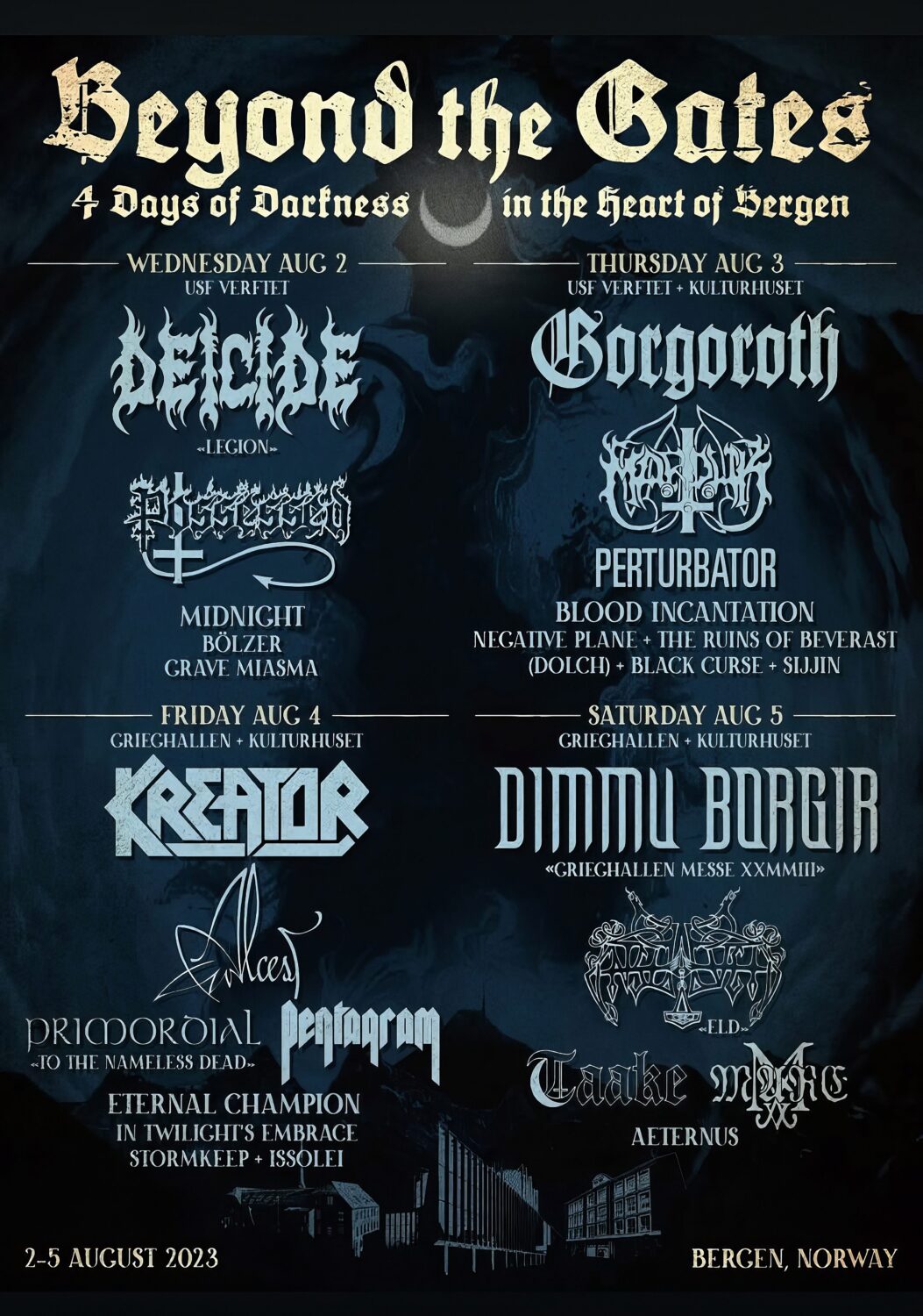 BEYOND THE GATES Festival 2023 Deicide - Kreator - Dimmu Borgir Line Up Tour Poster Print