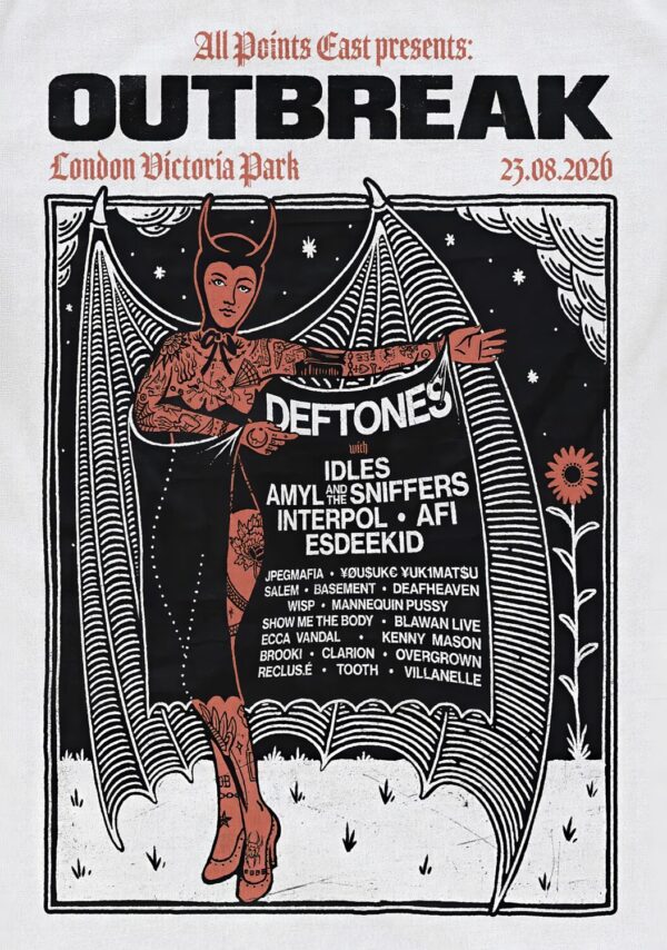 DEFTONES Outbreak Festical 2026 LONDON Victoria Park - 23 August 2026 Tour Poster Print