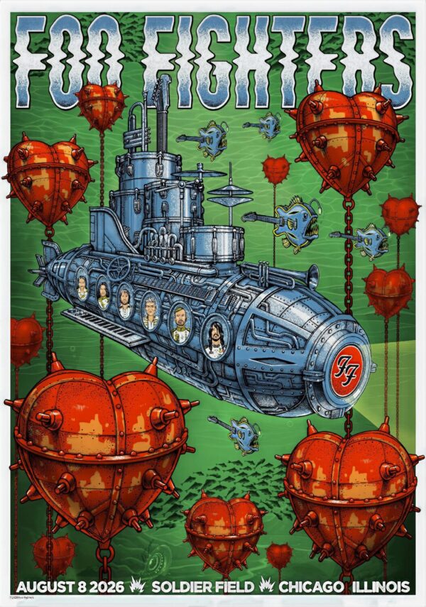 FOO FIGHTERS Take Cover 2026 Tour CHICAGO Solidier Field - 8 August 2026 Poster Print