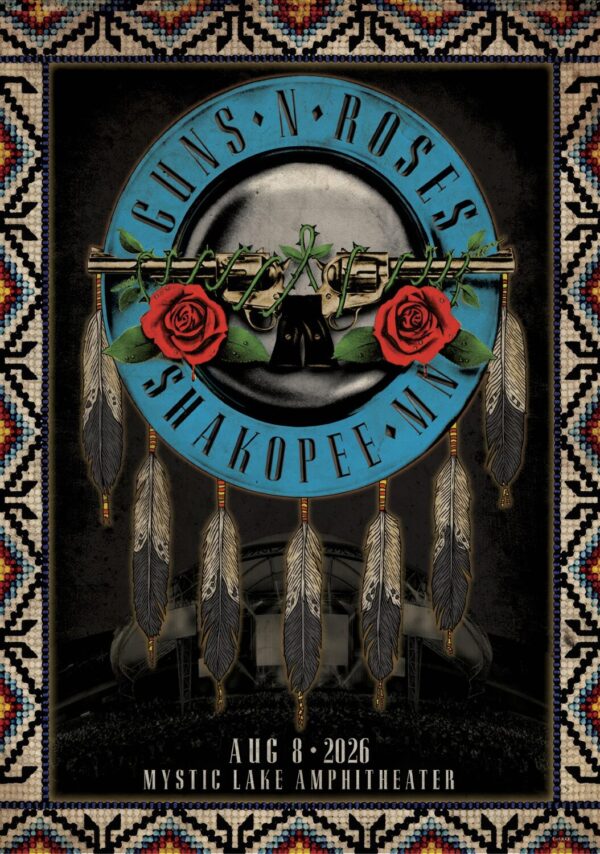 GUNS N ROSES World Tour 2026 Live SHAKOPEE Mystic Lake Amphitheater - 8 August 2026 Poster Print