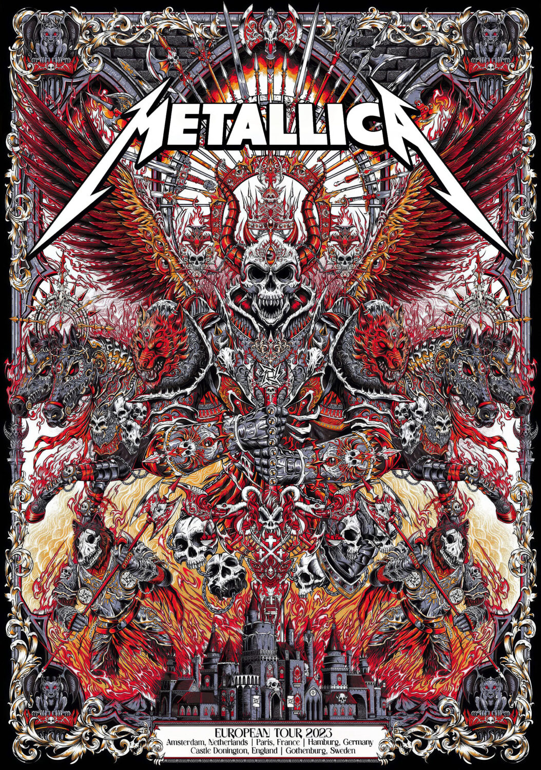 METALLICA Live 2023 European Tour RED Poster Print