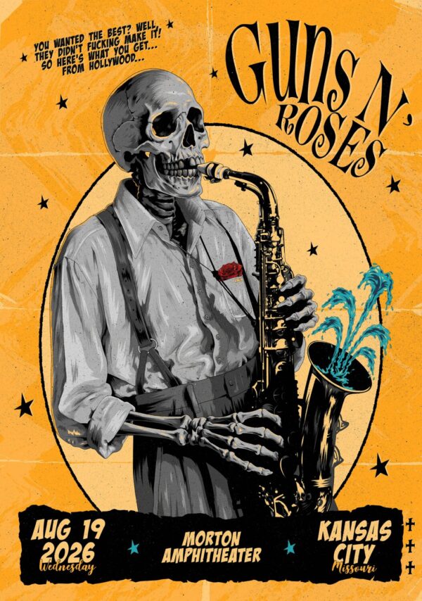 GUNS N ROSES World Tour 2026 Live KANSAS CITY Morton Amphitheater - 19 August 2026 Poster Print