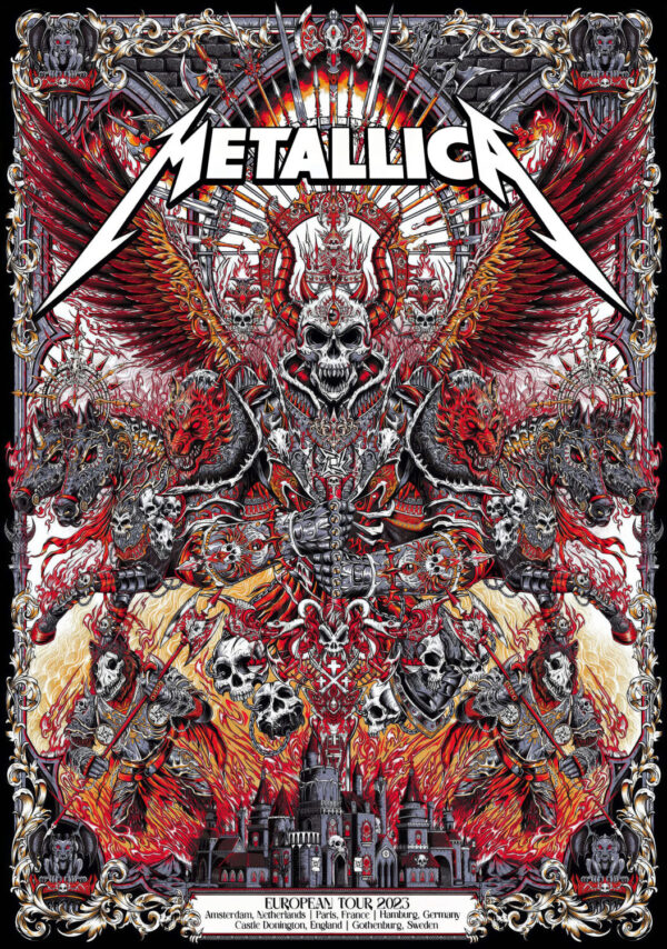 METALLICA Live 2023 European Tour RED Poster Print