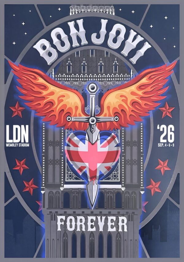 BON JOVI Forever 2026 UK Tour LONDON Wembley Stadium - 4, 6 & 9 September 2026 Poster Print