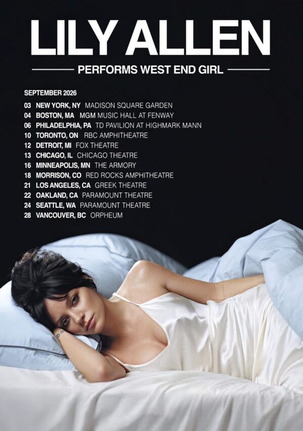 LILY ALLEN Performs West End Girl 2026 North America Tour Poster Print